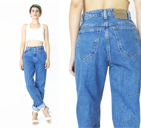 1990s Mom Jeans Vintage 90s High Waisted Jeans Grunge Tapered