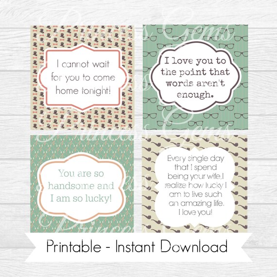 PRINTABLE Lunchbox Notes For Husbands INSTANT DOWNLOAD