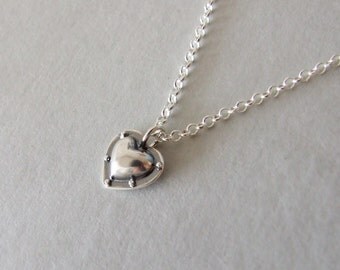 Industrial Heart Necklace - alternative heart necklace , riveted heart , steampunk necklace , silver necklace , heart pendant , industrial
