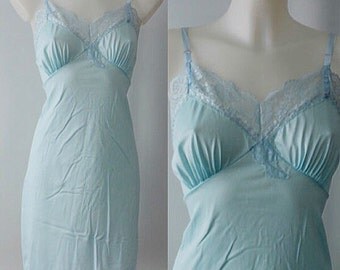 Vintage Blue Full Slip, 1960s Full Slip, Gaymode, Penny's Blue Full Slip, 1960s Slip, Vintage Slip