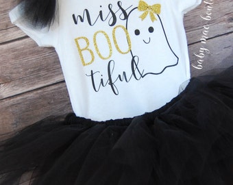 Baby Girl Halloween Outfit; Babies First Halloween Outfit; 1st Halloween; Boo Outfit