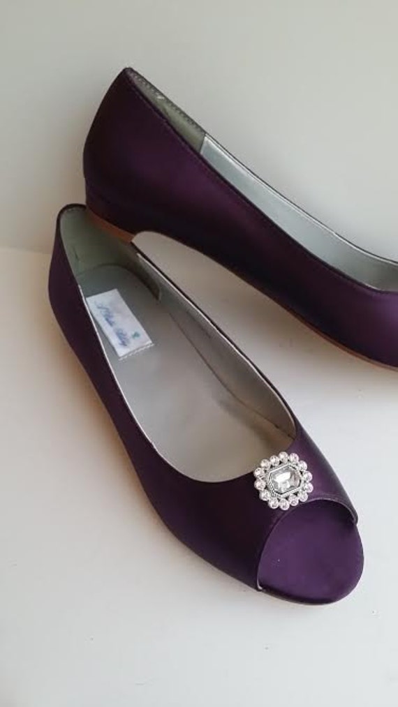Eggplant Purple Wedding Shoes Kitten Heel Bridal Shoes