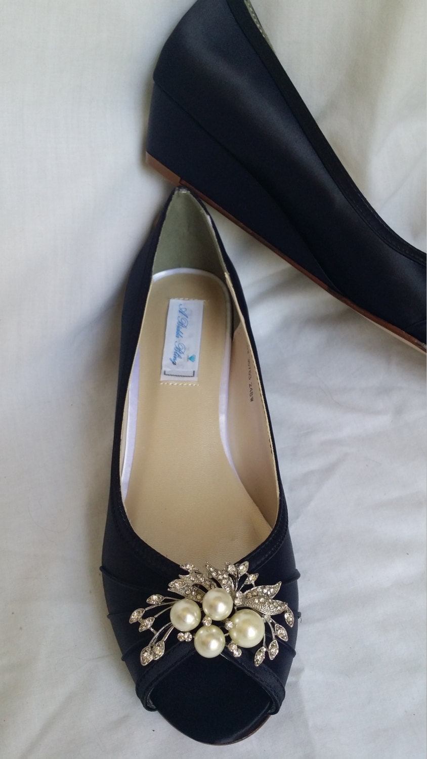 black wedge heels for wedding