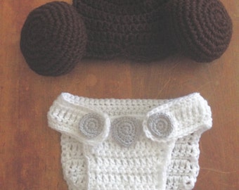 Princess Leia baby outfit photo prop/costume, hat and diaper cover, babyshower gift, handmade