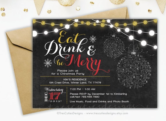 black and white christmas invitations