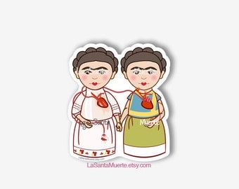 Dos Fridas Frida Kahlo sticker dos fridas painting waterproof sticker