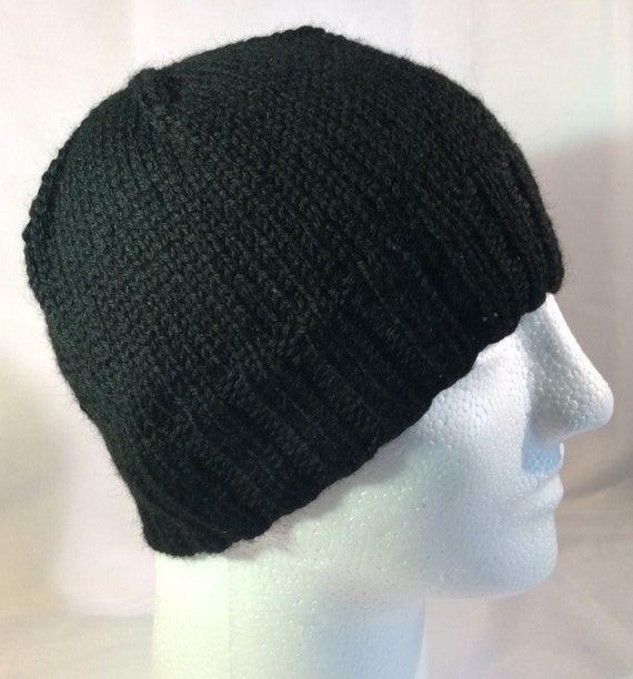 Black Beanie Hat Basic Black Hat Unisex Hat Wool Beanie Black