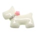 Resin Cabochons : 2 White & Pink Bling Adorable Scottie Dog with Rhinestone Collar and Pink Rose Resin Cabochons -- Perfect for Bobby Pins