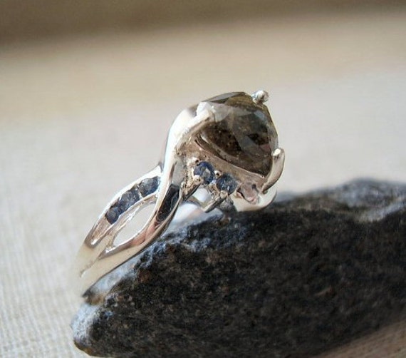 CLEARANCE Genuine Chocolate Diamond & Sapphire Engagement