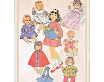 Instant Download PDF Full Size Printable Sewing Pattern to make Dolls Clothes & Carrier for 14 to 16 inch Baby Dolls 9 Items Dress Romper