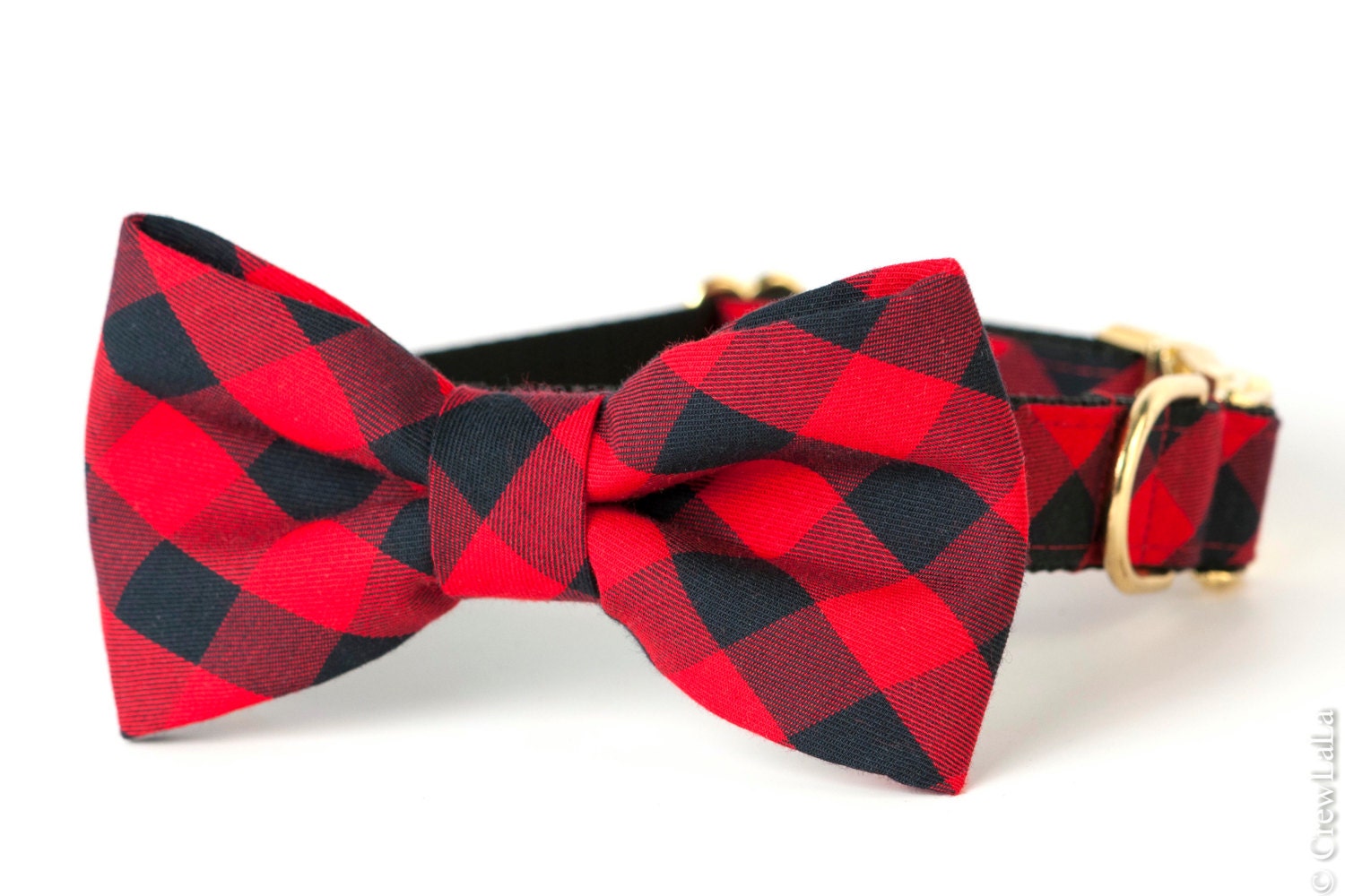 Crew LaLa Buffalo Plaid Bow Tie Dog Collar by CrewLaLa on Etsy