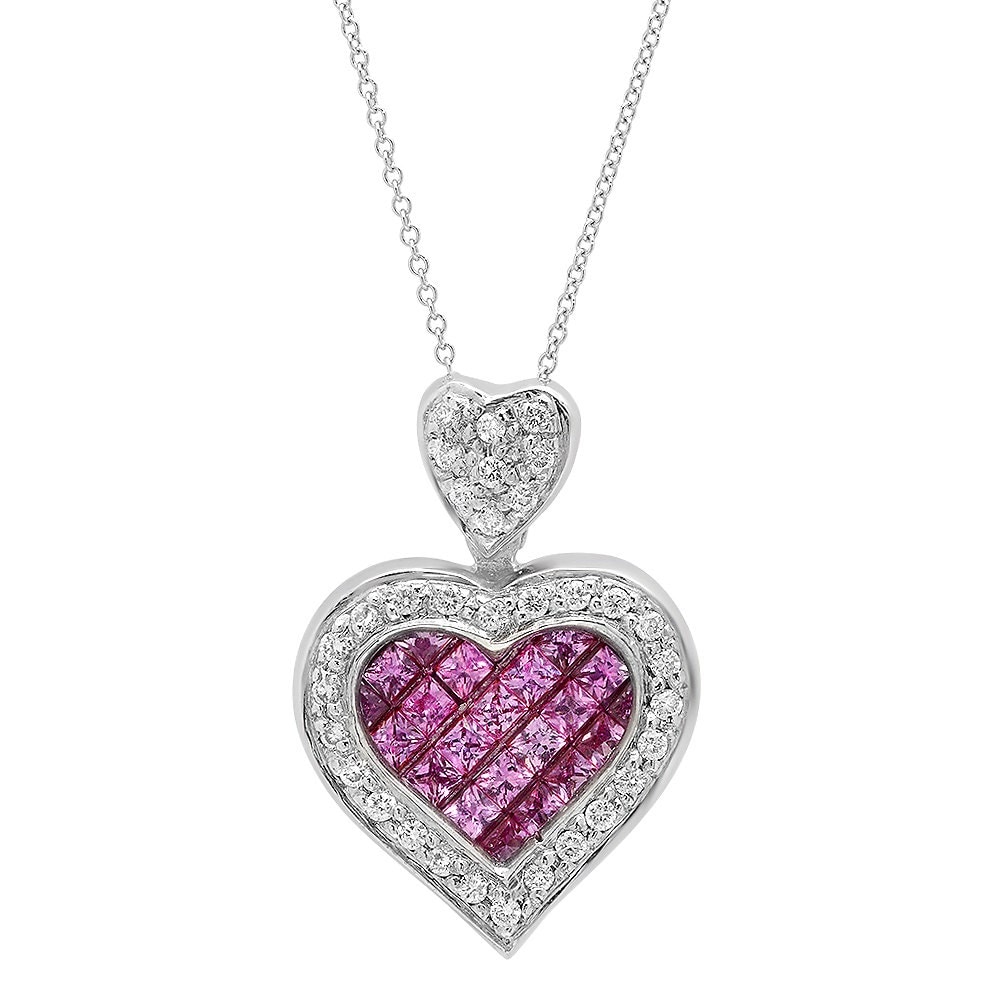 Pink Sapphire Heart Diamond Pendant by PeterKDesignsJewelry