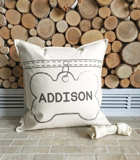 Items similar to 18" Custom Dog Tag Pillow Dog Collar Pillow 18