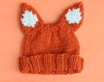 Knitting Kit: Beginners Super Chunky Fox Hat Pattern and Yarn