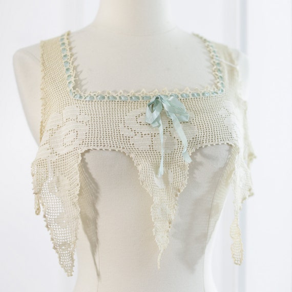 1900's Lace Antique Collar. Peek A Boo Bra. // Backless