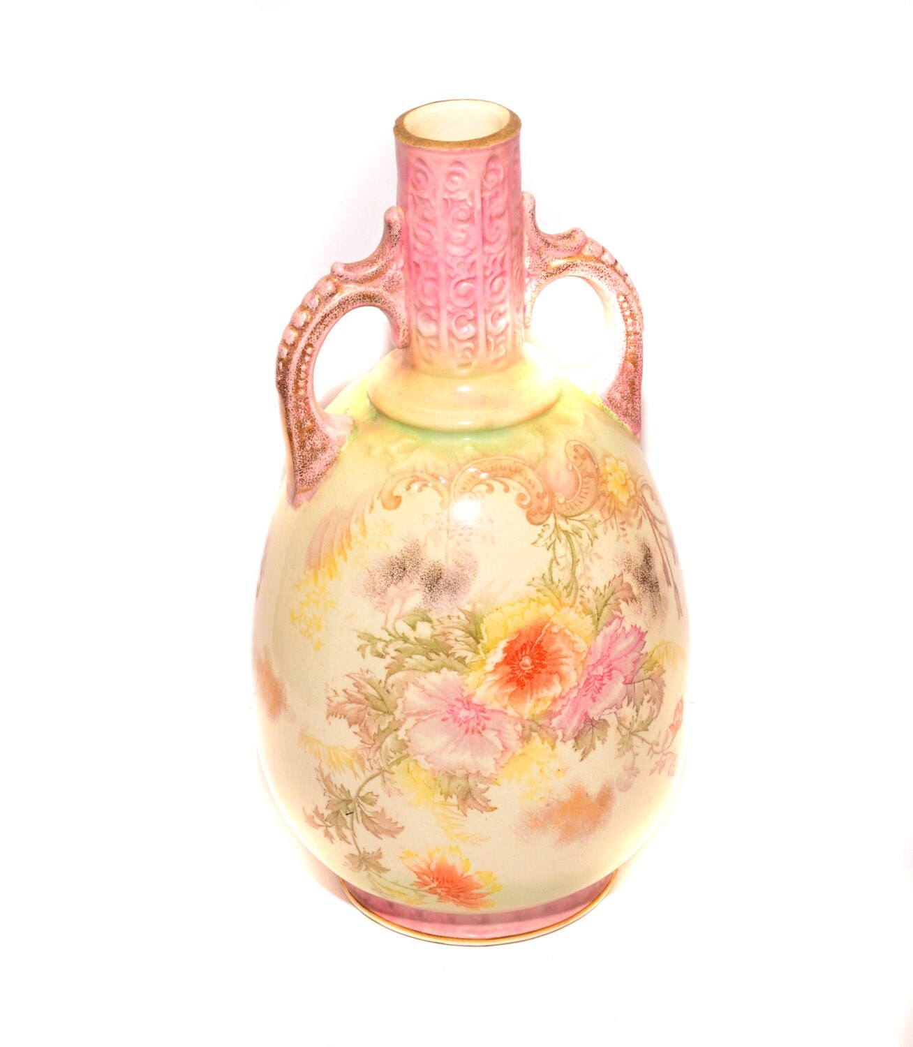 Victorian Old Hall Pottery Twin Handled Vase Art by BiminiCricket