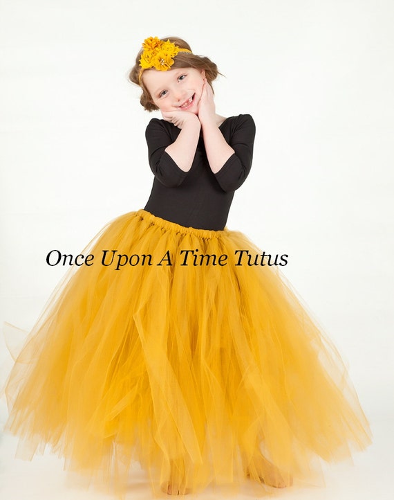 Mustard Yellow Long Tutu Skirt Little Girl Child Size 12M