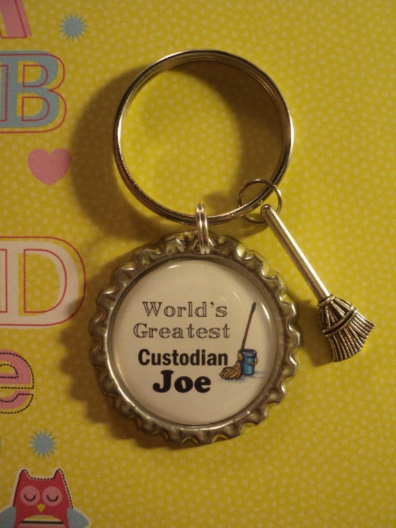 World's Greatest Custodian/Janitor key chain with by chaleybrooke