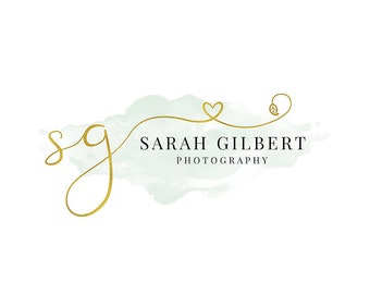 Photography Logo and Watermark, Gold and Watercolor Initials Handwritten Calligraphy Script Font Logo Design 274
