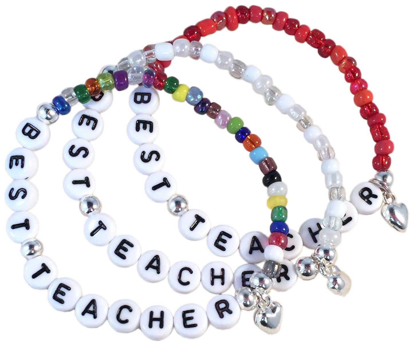 BEST TEACHER Bracelet 9 Colours Glass Seed Bead with Letter