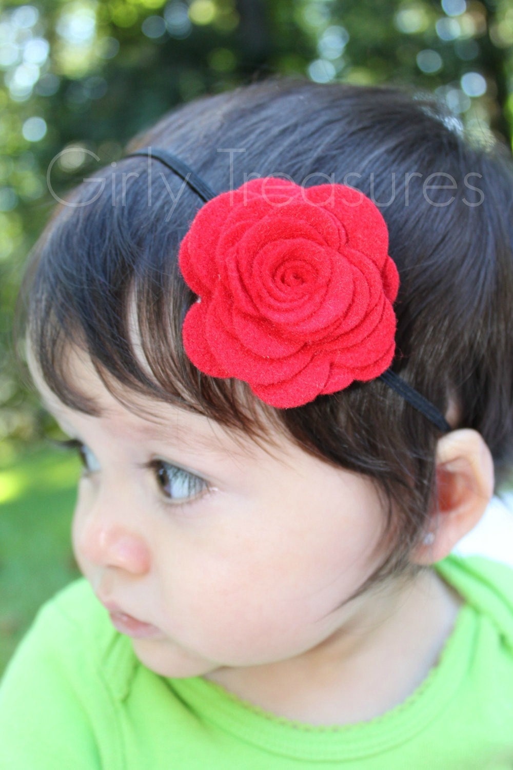 Red Rose Headband. Felt Rose Headband. Baby Headband. Girl