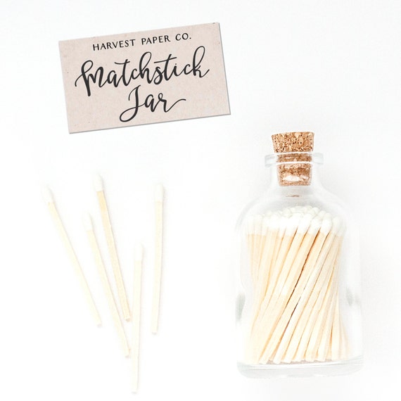 Classic White Matchstick Jar™. White match jar. by HarvestPaperCo