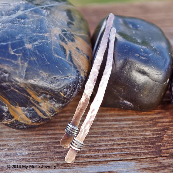 Sterling Silver and Bronze Oxidized Rustic Earrings Pull