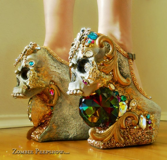 custom queen shoes drag made Saint Crystal and by Skull Encrusted Catacomb Jewel