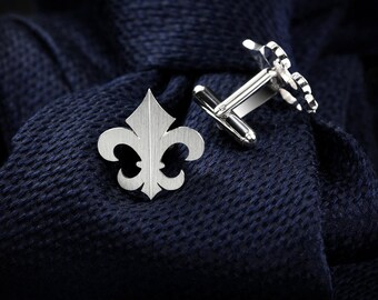 Wedding Cufflinks - Fleur de lis cufflinks Sterling Silver - Mens wedding accessories