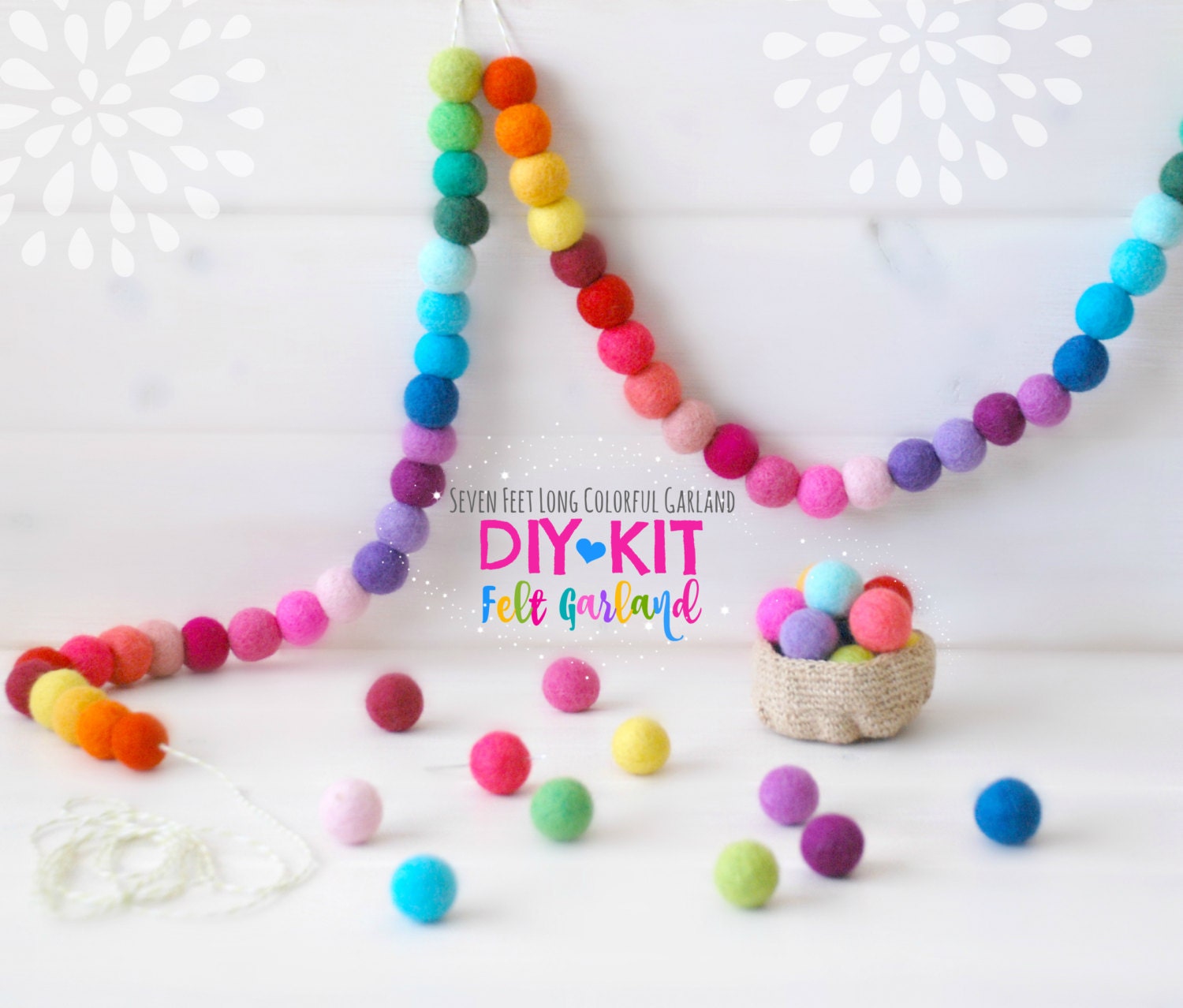 DIY Garland Kit Felt Ball Garland DIY Kit Colorful Garland Felt
