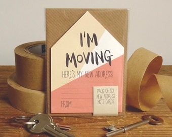 New Address Cards Pack Of 6 Miniature Houses 'I'm Moving' // New Address Note Cards // Moving Cards // Change Of Address