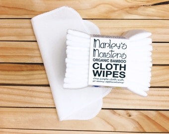 ORGANIC BAMBOO FLANNEL Reusable cloth wipes in solid white for cloth diapering mamas. Cloth Diapering. Sets of 6. Cloth Diapers.