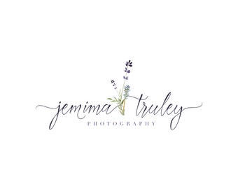 Lavender Logo - Handprinted watercolor Premade Photography Logo and Watermark Design - Photography or Boutique Logo - Business Branding