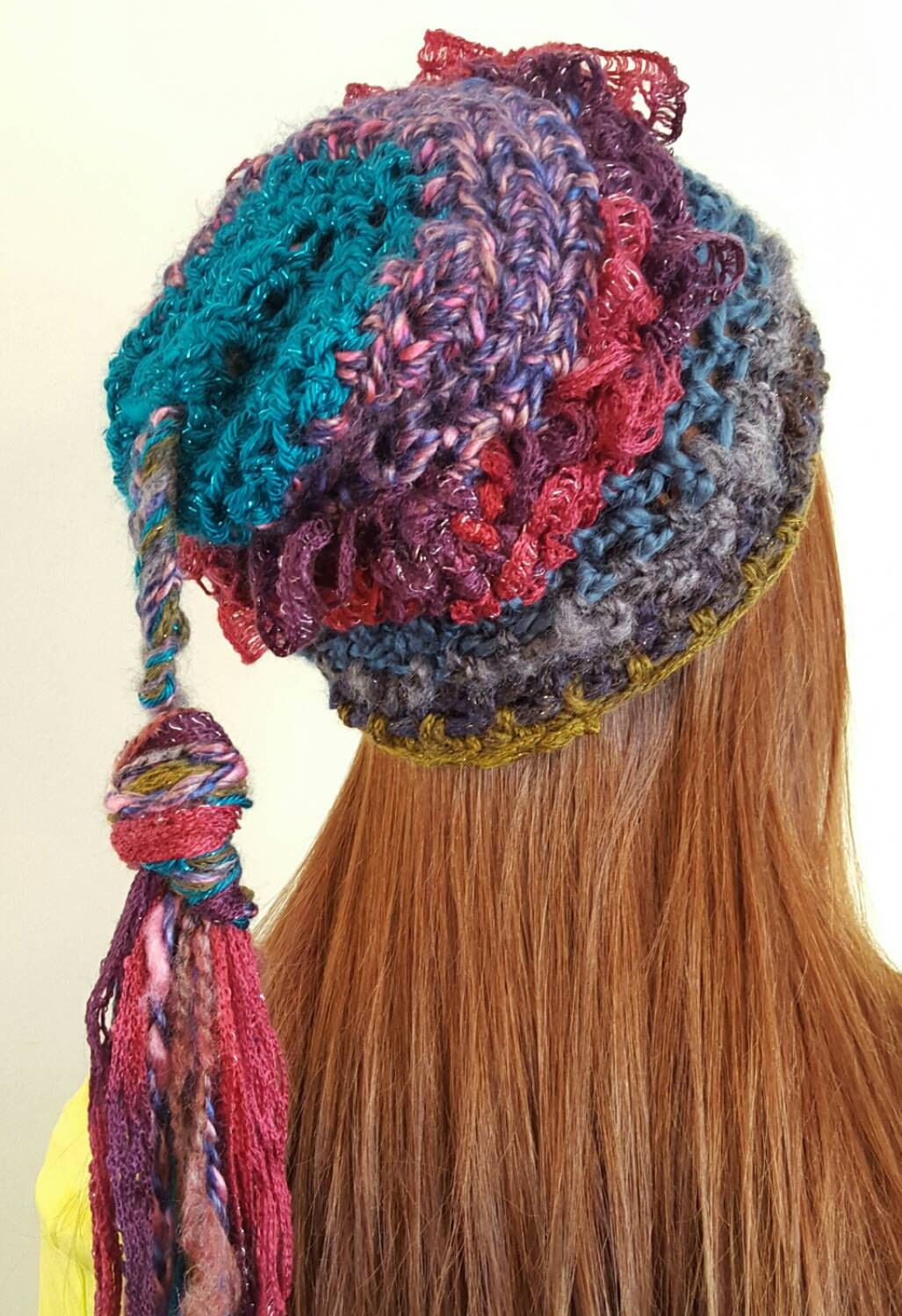 Crochet hippie beanie hat. Made by Bead Gs on ETSY. by BeadGs