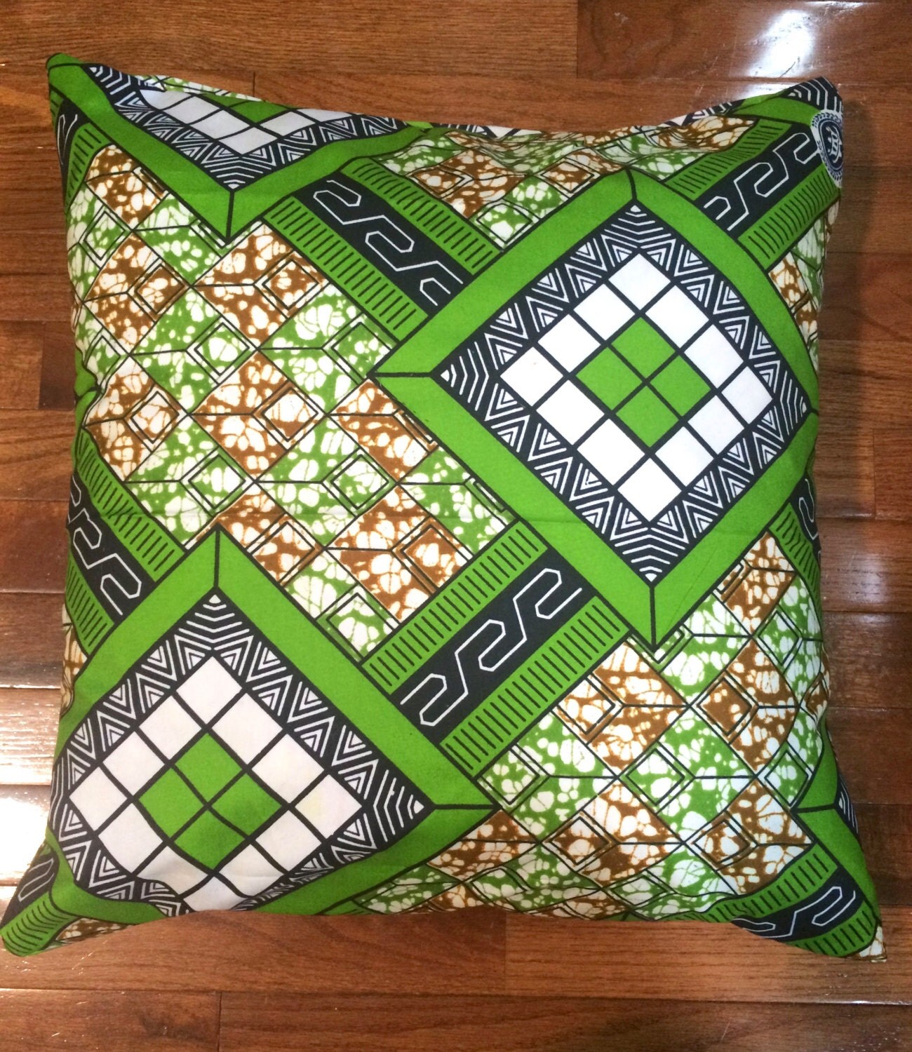 Green Ankara 'Diamond' Pillow by HAPPIMADE on Etsy