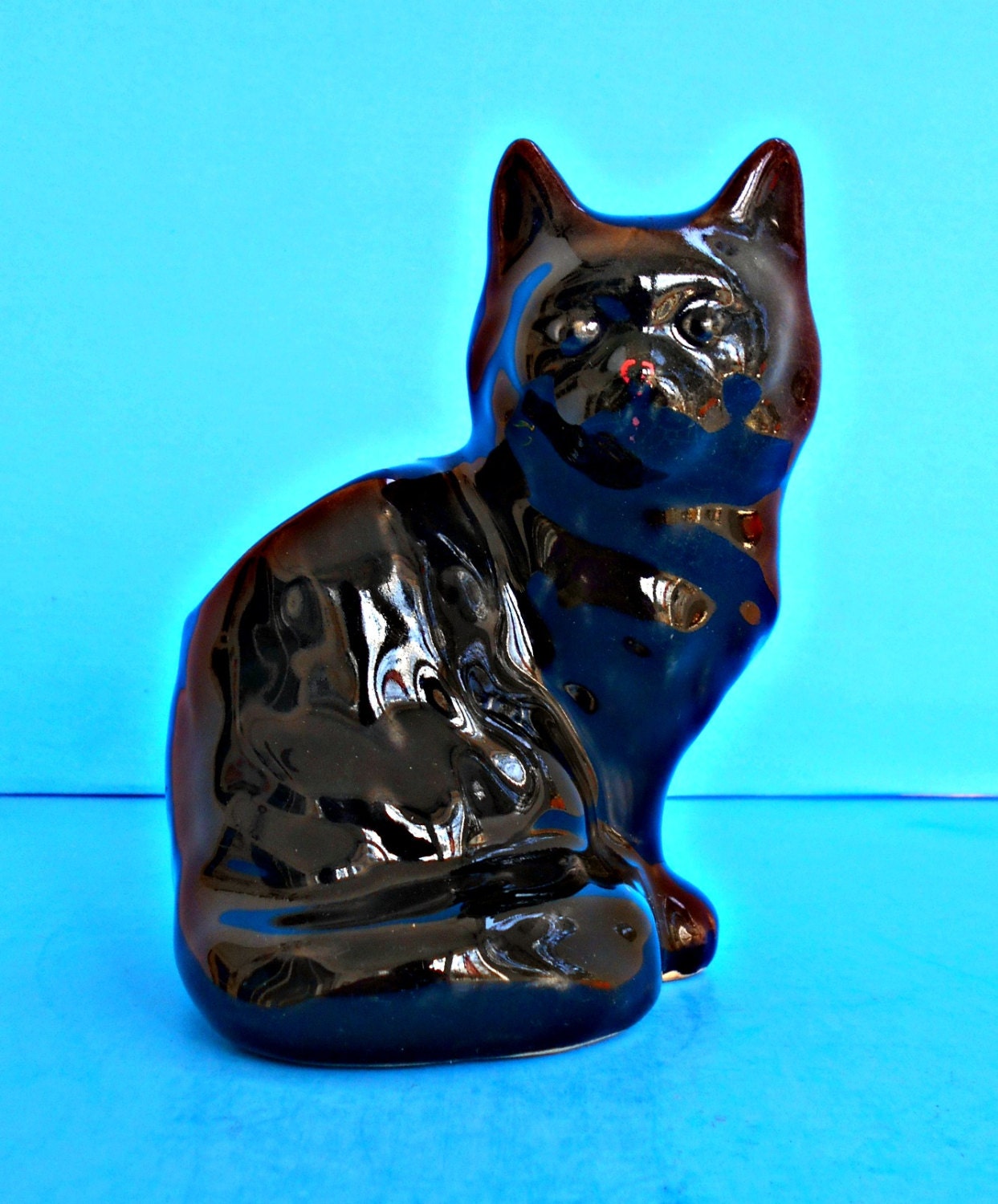 Black Kitty Cat Ceramic Planter McCoy Planter Feline Vase