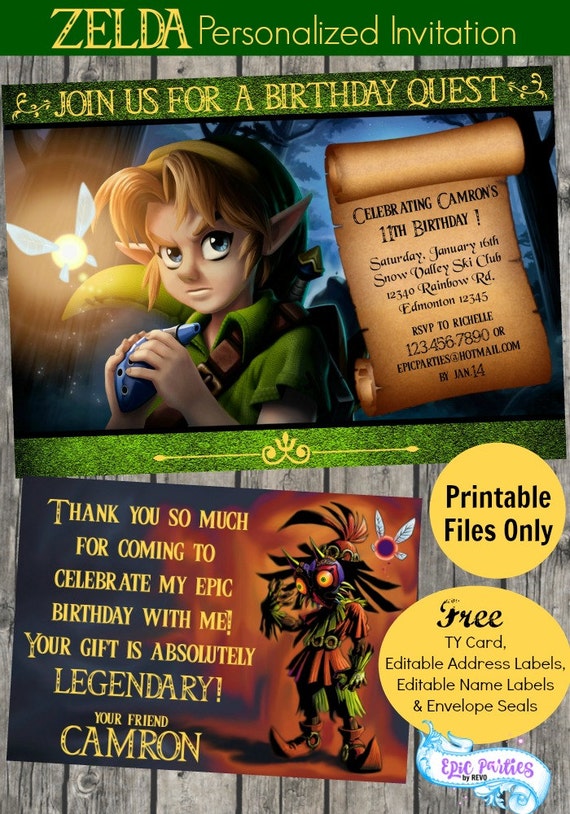 diy zelda invitation zelda printable invitation