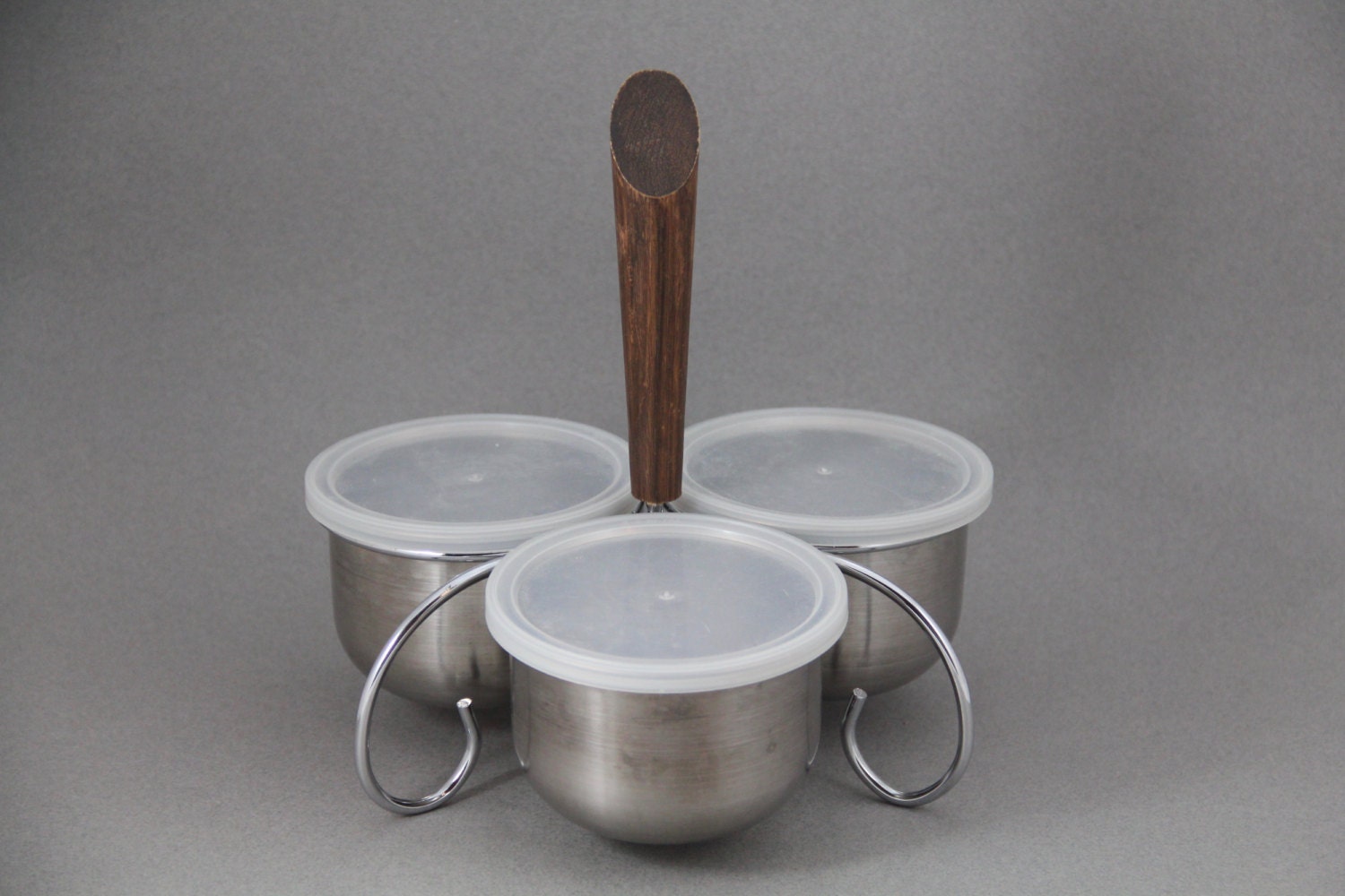 Mid Century Modern Teak and Stainless Steel Condiment Caddy Server ...
