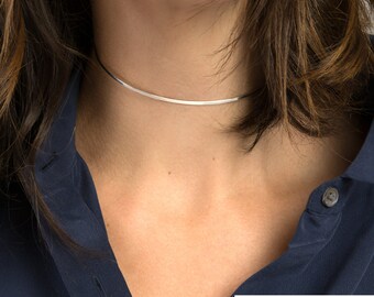 Silver Choker Necklace, Dainty Simple Neck Ring in Sterling Silver, Tattoo Necklace Style / by Layered and Long LN196