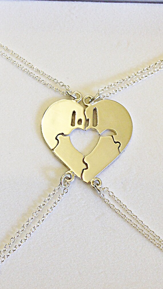 Sterling Silver Puzzle MINI Necklace with I Love