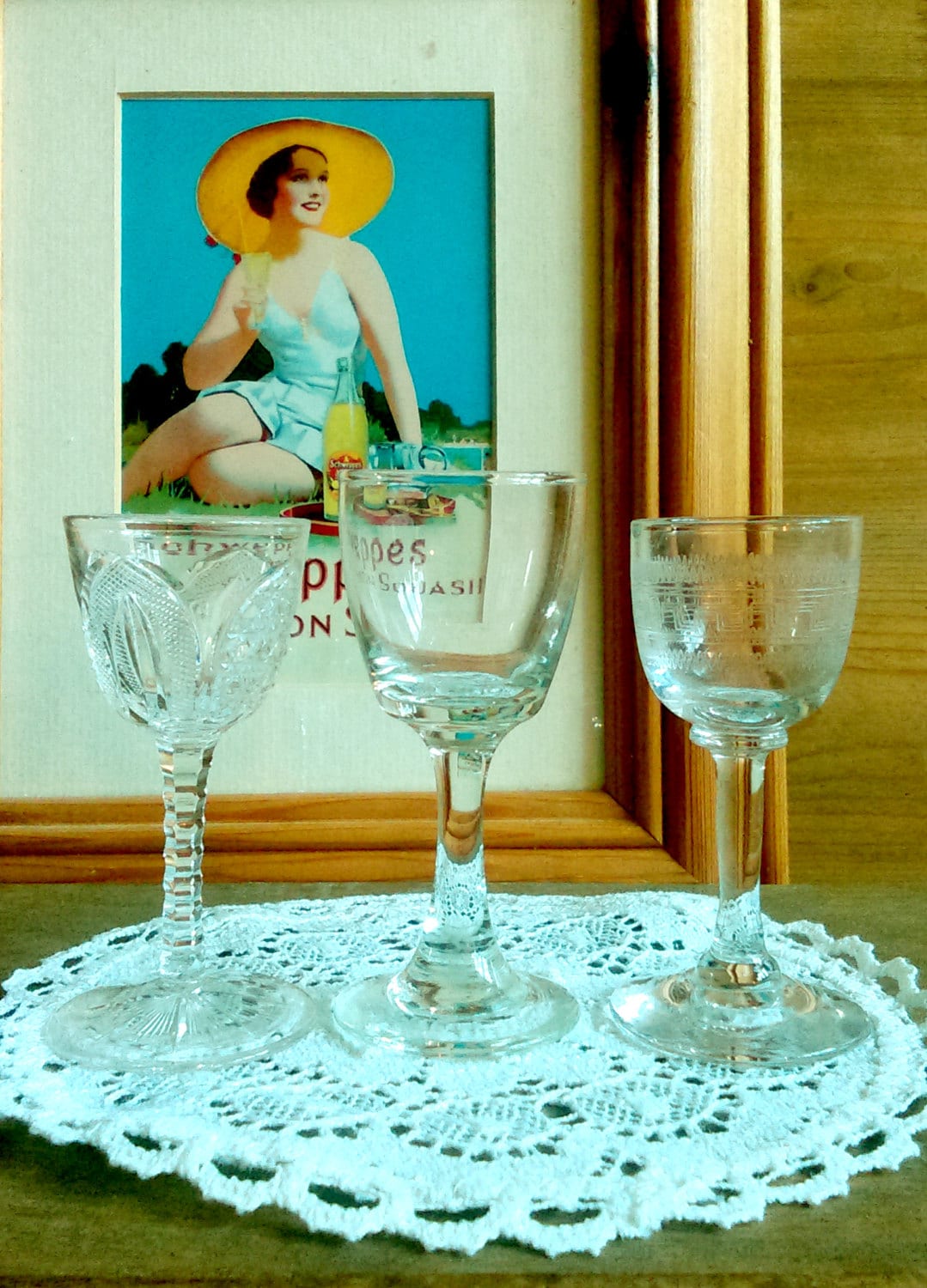 Vintage aperitif glasses x3 Vintage liqueur glass Vintage