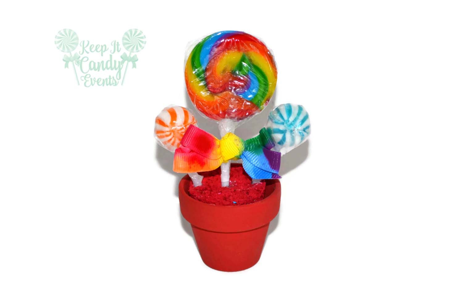 Mini Rainbow candy arrangement lollipop favor rainbow favor