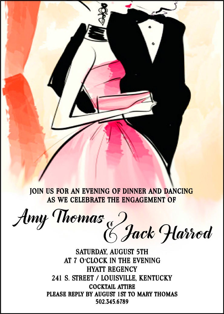 Formal Dance Invitation Engagement Party Invitation After