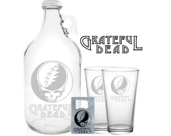 Grateful Dead Growler 64oz- Beer Growler with Grateful Dead Engraving- "Grateful Dead Gift"