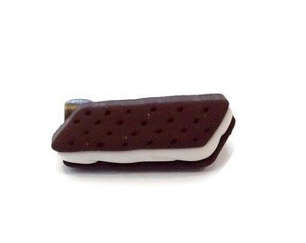 Ice Cream Sandwich Pin Brooch Chocolate Tie Tack Food Jewelry Dessert