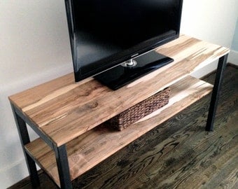 The "Stockton" Media Unit/Shelving Unit - Reclaimed Wood & Steel - Multiple Sizes Available