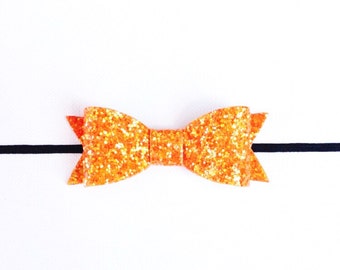 Orange glitter bow | Etsy