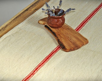 Authentic Grain Sack Table Runner - Antique European linen / hemp handwoven fabric - Red stripes - Christmas runner