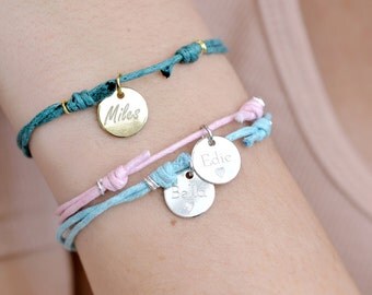 Personalised Charm Friendship Bracelet - Initial Bracelet - Name Bracelet - Adjustable Cord Bracelet - Personalised Initial Letter Bracelet