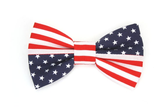 American Flag Dog Bow Tie July 4th Patriotic Cat Bow Tie Red